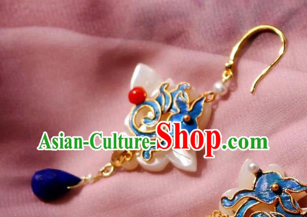 China Classical Lapis Blueing Ear Jewelry Traditional Cheongsam Jade Earrings China Classical Lapis Blueing Ear Jewelry Traditional Cheongsam Jade Earrings