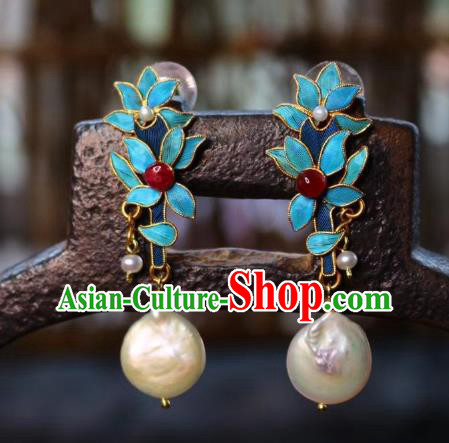 China Classical Bamboo Leaf Ear Jewelry Traditional Cheongsam Tourmaline Pearl Earrings China Classical Bamboo Leaf Ear Jewelry Traditional Cheongsam Tourmaline Pearl Earrings