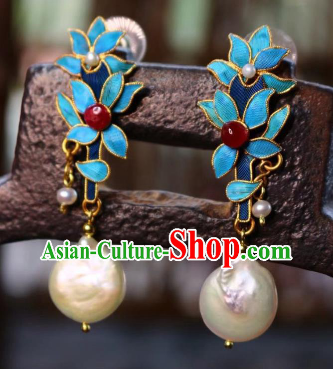 China Classical Bamboo Leaf Ear Jewelry Traditional Cheongsam Tourmaline Pearl Earrings China Classical Bamboo Leaf Ear Jewelry Traditional Cheongsam Tourmaline Pearl Earrings