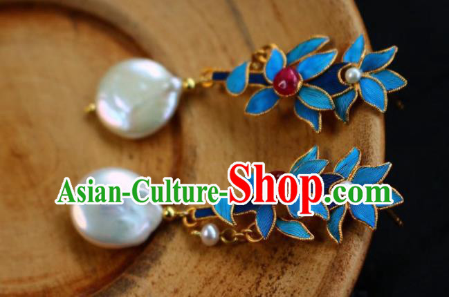 China Classical Bamboo Leaf Ear Jewelry Traditional Cheongsam Tourmaline Pearl Earrings China Classical Bamboo Leaf Ear Jewelry Traditional Cheongsam Tourmaline Pearl Earrings