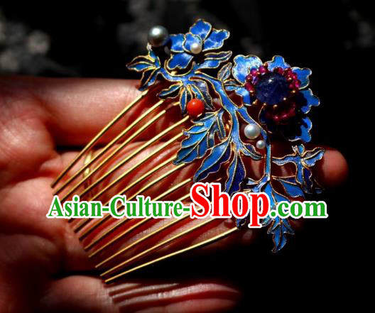 Chinese Handmade Blueing Hair Comb Traditional Ancient Qing Dynasty Lapis Hairpin Chinese Handmade Blueing Hair Comb Traditional Ancient Qing Dynasty Lapis Hairpin