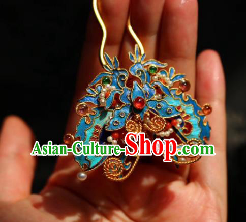 Chinese Handmade Tourmaline Gems Hair Stick Traditional Ancient Qing Dynasty Blueing Butterfly Hairpin Chinese Handmade Tourmaline Gems Hair Stick Traditional Ancient Qing Dynasty Blueing Butterfly Hairpin