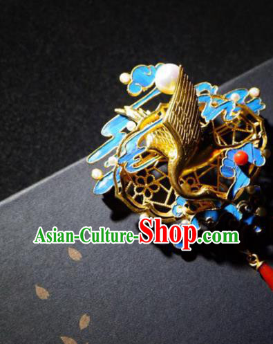 China Traditional Ancient Qing Dynasty Cloisonne Agate Jewelry Handmade Golden Crane Brooch Accessories China Traditional Ancient Qing Dynasty Cloisonne Agate Jewelry Handmade Golden Crane Brooch Accessories