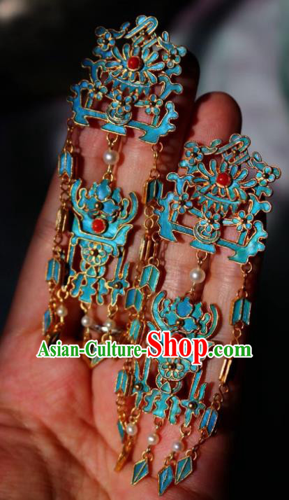 China Classical Cloisonne Chrysanthemum Ear Jewelry Traditional Cheongsam Pearls Tassel Earrings China Classical Cloisonne Chrysanthemum Ear Jewelry Traditional Cheongsam Pearls Tassel Earrings