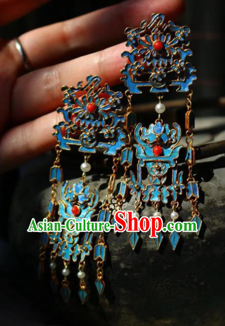 China Classical Cloisonne Chrysanthemum Ear Jewelry Traditional Cheongsam Pearls Tassel Earrings China Classical Cloisonne Chrysanthemum Ear Jewelry Traditional Cheongsam Pearls Tassel Earrings