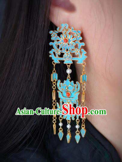 China Classical Cloisonne Chrysanthemum Ear Jewelry Traditional Cheongsam Pearls Tassel Earrings China Classical Cloisonne Chrysanthemum Ear Jewelry Traditional Cheongsam Pearls Tassel Earrings