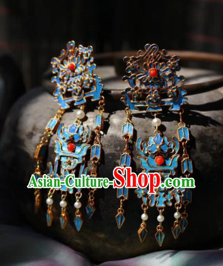 China Classical Cloisonne Chrysanthemum Ear Jewelry Traditional Cheongsam Pearls Tassel Earrings China Classical Cloisonne Chrysanthemum Ear Jewelry Traditional Cheongsam Pearls Tassel Earrings