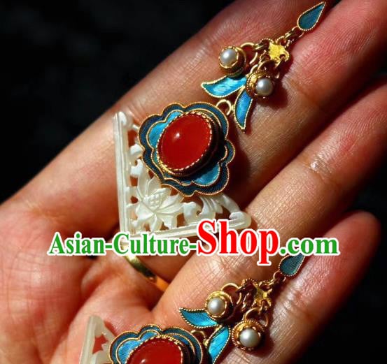 China Classical Agate Ear Jewelry Traditional Cheongsam Pearls Jade Earrings China Classical Agate Ear Jewelry Traditional Cheongsam Pearls Jade Earrings