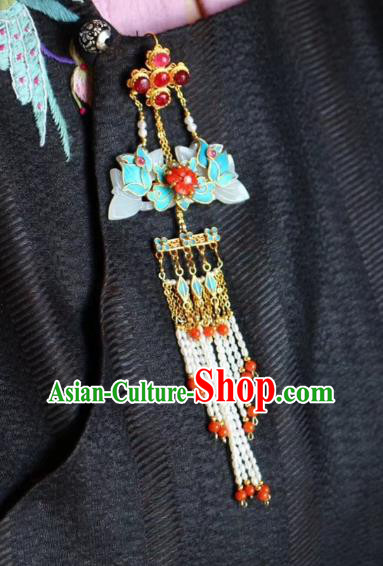China Handmade Pearls Tassel Brooch Jewelry Traditional Qing Dynasty Court Tourmaline Pendant Accessories China Handmade Pearls Tassel Brooch Jewelry Traditional Qing Dynasty Court Tourmaline Pendant Accessories
