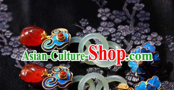 China Classical Agate Ear Jewelry Traditional Cheongsam Jade Peace Buckle Earrings China Classical Agate Ear Jewelry Traditional Cheongsam Jade Peace Buckle Earrings