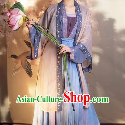 Traditional China Song Dynasty Historical Costumes Ancient Royal Princess Lilac Hanfu Dress Garment
