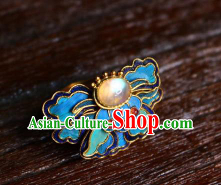 China Handmade Blueing Butterfly Ring Jewelry Traditional Qing Dynasty Chalcedony Circlet Accessories China Handmade Blueing Butterfly Ring Jewelry Traditional Qing Dynasty Chalcedony Circlet Accessories