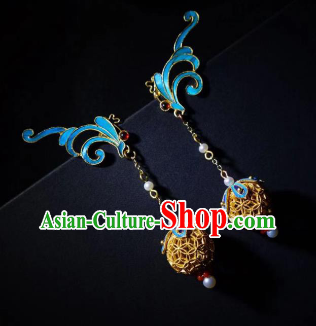 Chinese Traditional Filigree Jewelry Qing Dynasty Earrings Ancient Empress Pearls Ear Accessories Chinese Traditional Filigree Jewelry Qing Dynasty Earrings Ancient Empress Pearls Ear Accessories