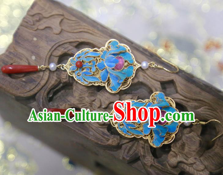 Chinese Qing Dynasty Agate Earrings Ancient Empress Tourmaline Ear Accessories Traditional Filigree Jewelry Chinese Qing Dynasty Agate Earrings Ancient Empress Tourmaline Ear Accessories Traditional Filigree Jewelry