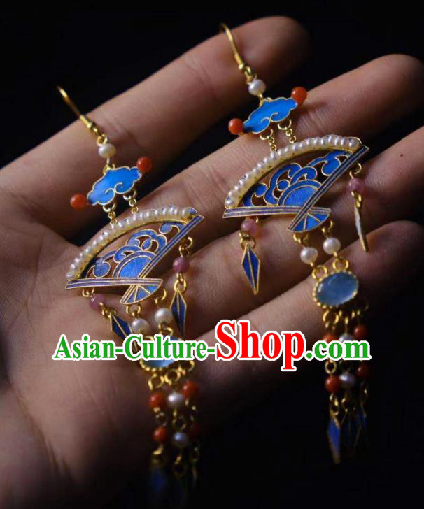 Chinese Qing Dynasty Imperial Concubine Earrings Ancient Empress Ear Accessories Traditional Pearls Jewelry Chinese Qing Dynasty Imperial Concubine Earrings Ancient Empress Ear Accessories Traditional Pearls Jewelry