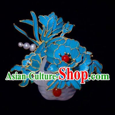 China Handmade Jade Brooch Accessories Traditional Qing Dynasty Cloisonne Peony Breastpin Jewelry