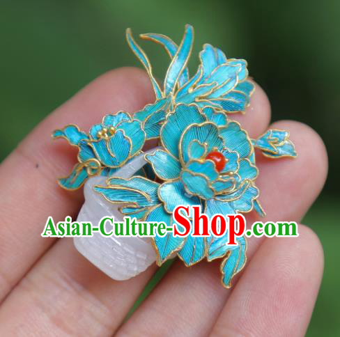 China Handmade Jade Brooch Accessories Traditional Qing Dynasty Cloisonne Peony Breastpin Jewelry China Handmade Jade Brooch Accessories Traditional Qing Dynasty Cloisonne Peony Breastpin Jewelry