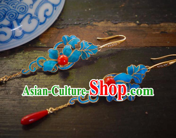 Chinese Ancient Empress Agate Ear Accessories Traditional Qing Dynasty Cloisonne Earrings Jewelry Chinese Ancient Empress Agate Ear Accessories Traditional Qing Dynasty Cloisonne Earrings Jewelry