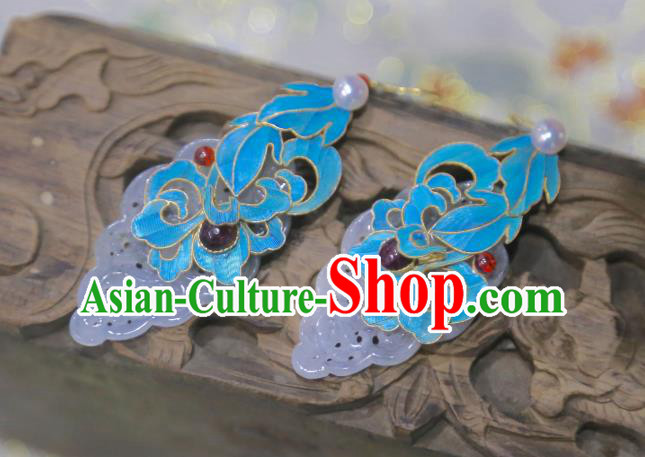 Chinese Ancient Empress Jade Ear Accessories Handmade Traditional Garnet Earrings Jewelry Chinese Ancient Empress Jade Ear Accessories Handmade Traditional Garnet Earrings Jewelry