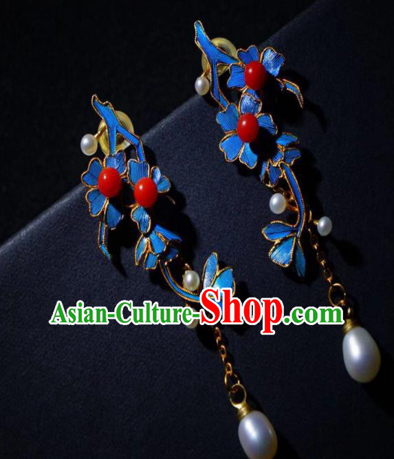 Chinese Ancient Qing Dynasty Empress Ear Accessories Handmade Traditional Pearls Earrings Jewelry Chinese Ancient Qing Dynasty Empress Ear Accessories Handmade Traditional Pearls Earrings Jewelry