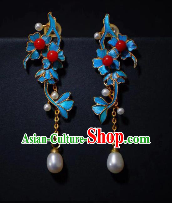 Chinese Ancient Qing Dynasty Empress Ear Accessories Handmade Traditional Pearls Earrings Jewelry Chinese Ancient Qing Dynasty Empress Ear Accessories Handmade Traditional Pearls Earrings Jewelry