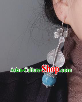 China Traditional Cheongsam Aquamarine Ear Accessories National Silver Earrings China Traditional Cheongsam Aquamarine Ear Accessories National Silver Earrings