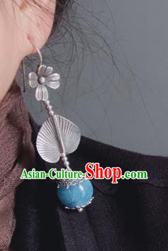 China Traditional Cheongsam Aquamarine Ear Accessories National Silver Earrings China Traditional Cheongsam Aquamarine Ear Accessories National Silver Earrings