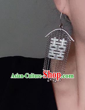 China National Wedding Earrings Traditional Cheongsam Silver Tassel Ear Accessories China National Wedding Earrings Traditional Cheongsam Silver Tassel Ear Accessories