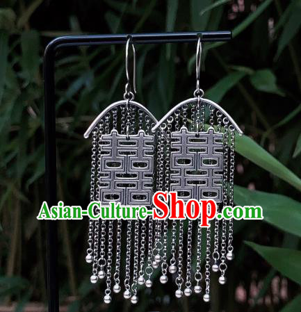 China National Wedding Earrings Traditional Cheongsam Silver Tassel Ear Accessories China National Wedding Earrings Traditional Cheongsam Silver Tassel Ear Accessories