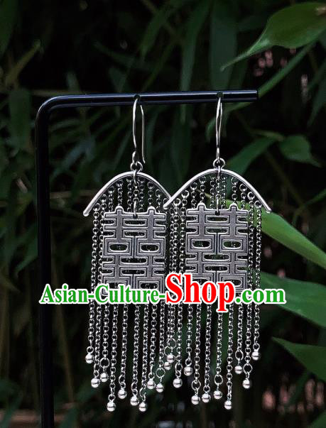 China National Wedding Earrings Traditional Cheongsam Silver Tassel Ear Accessories China National Wedding Earrings Traditional Cheongsam Silver Tassel Ear Accessories