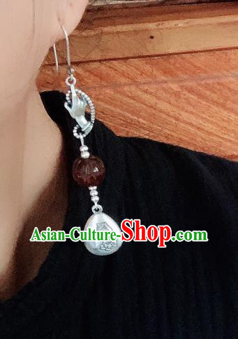 China National Carving Silver Earrings Traditional Cheongsam Rosewood Lotus Ear Accessories China National Carving Silver Earrings Traditional Cheongsam Rosewood Lotus Ear Accessories