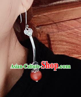 China National Agate Earrings Traditional Cheongsam Silver Ruyi Ear Accessories China National Agate Earrings Traditional Cheongsam Silver Ruyi Ear Accessories