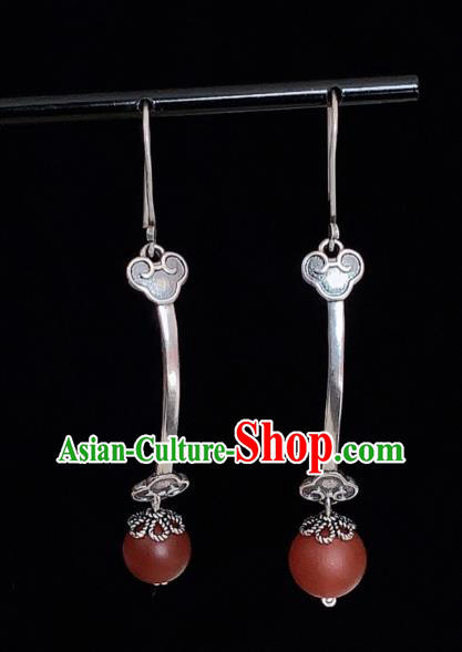 China National Agate Earrings Traditional Cheongsam Silver Ruyi Ear Accessories China National Agate Earrings Traditional Cheongsam Silver Ruyi Ear Accessories