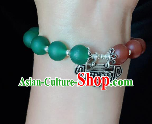Handmade Chinese Silver Carving Lock Wristlet Accessories Ethnic Bangle National Beads Bracelet Handmade Chinese Silver Carving Lock Wristlet Accessories Ethnic Bangle National Beads Bracelet
