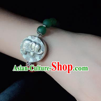 Handmade Chinese Silver Carving Lock Wristlet Accessories Ethnic Bangle National Beads Bracelet Handmade Chinese Silver Carving Lock Wristlet Accessories Ethnic Bangle National Beads Bracelet