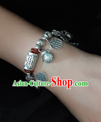 Handmade Chinese Silver Carving Wristlet Accessories Ethnic Agate Bangle National Wedding Bracelet Handmade Chinese Silver Carving Wristlet Accessories Ethnic Agate Bangle National Wedding Bracelet