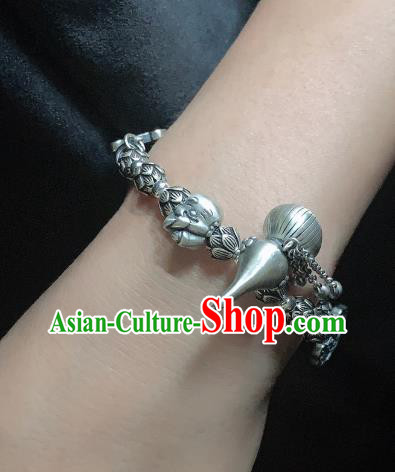 Handmade Chinese Ethnic Bangle National Wedding Bracelet Silver Gourd Wristlet Accessories Handmade Chinese Ethnic Bangle National Wedding Bracelet Silver Gourd Wristlet Accessories