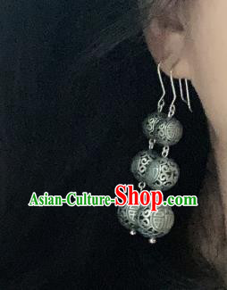 China Traditional Cheongsam Silver Ear Accessories National Retro Earrings