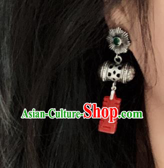 China National Silver Earrings Traditional Cheongsam Agate Ear Jewelry Wedding Accessories China National Silver Earrings Traditional Cheongsam Agate Ear Jewelry Wedding Accessories