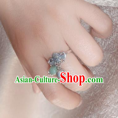 Chinese National Silver Carving Bat Circlet Jewelry Handmade Ethnic Jadeite Ring Chinese National Silver Carving Bat Circlet Jewelry Handmade Ethnic Jadeite Ring