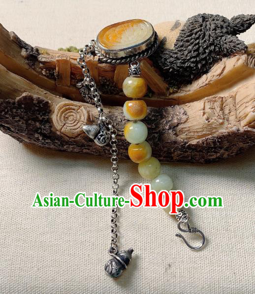 Handmade Chinese Jade Carving Bangle National Bracelet Silver Wristlet Accessories Handmade Chinese Jade Carving Bangle National Bracelet Silver Wristlet Accessories