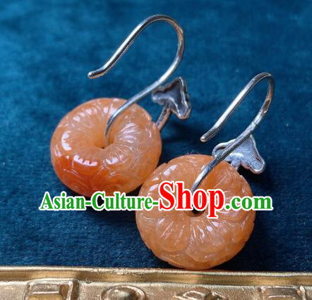 China National Silver Bat Earrings Jewelry Traditional Cheongsam Agate Peace Buckle Ear Accessories China National Silver Bat Earrings Jewelry Traditional Cheongsam Agate Peace Buckle Ear Accessories