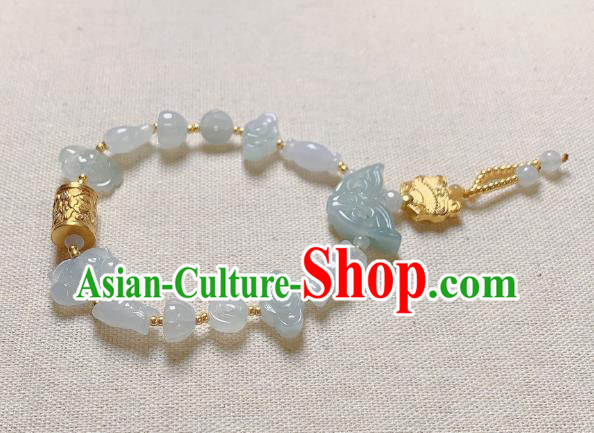 Handmade Chinese Jade Butterfly Wristlet Accessories National Golden Prayer Wheel Bracelet Handmade Chinese Jade Butterfly Wristlet Accessories National Golden Prayer Wheel Bracelet