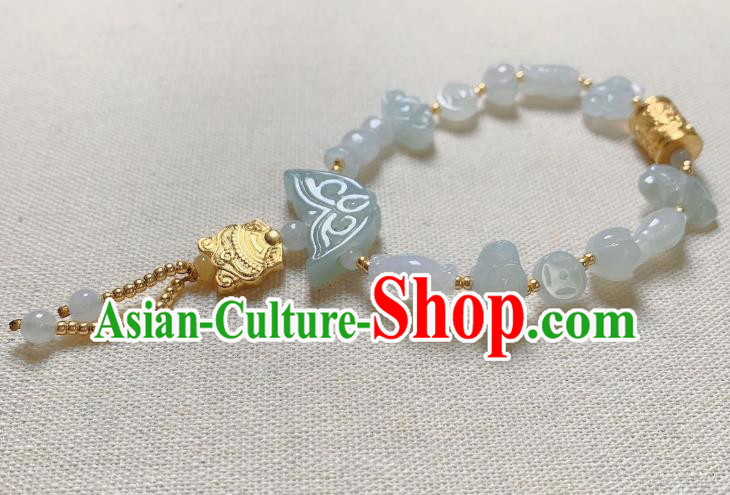 Handmade Chinese Jade Butterfly Wristlet Accessories National Golden Prayer Wheel Bracelet Handmade Chinese Jade Butterfly Wristlet Accessories National Golden Prayer Wheel Bracelet