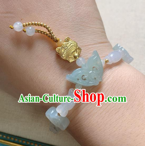 Handmade Chinese Jade Butterfly Wristlet Accessories National Golden Prayer Wheel Bracelet Handmade Chinese Jade Butterfly Wristlet Accessories National Golden Prayer Wheel Bracelet