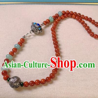Handmade Chinese Agate Beads Necklet Accessories National Blueing Necklace