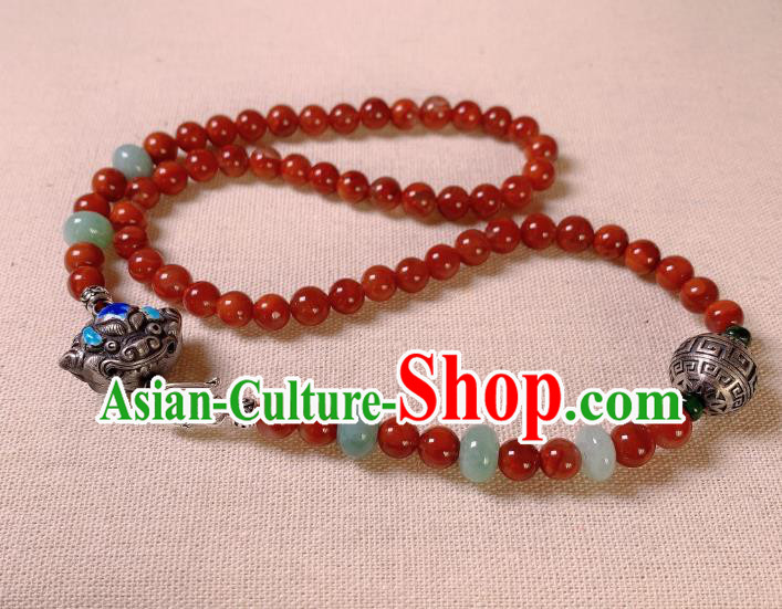 Handmade Chinese Agate Beads Necklet Accessories National Blueing Necklace Handmade Chinese Agate Beads Necklet Accessories National Blueing Necklace