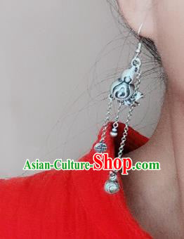 China National Tassel Earrings Traditional Cheongsam Silver Gourd Ear Accessories China National Tassel Earrings Traditional Cheongsam Silver Gourd Ear Accessories