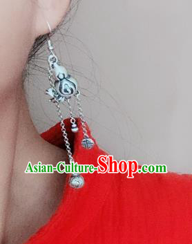 China National Tassel Earrings Traditional Cheongsam Silver Gourd Ear Accessories China National Tassel Earrings Traditional Cheongsam Silver Gourd Ear Accessories