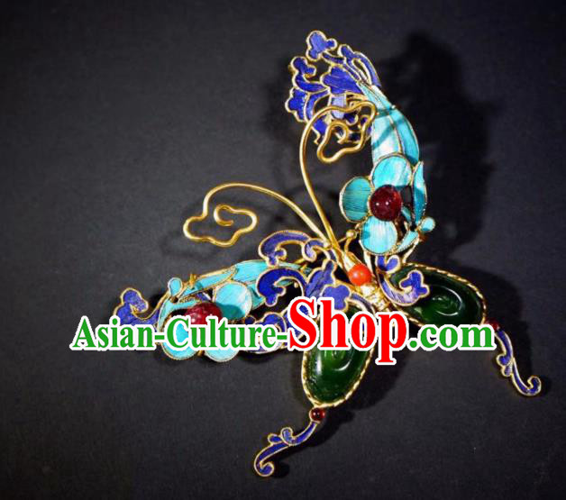 China Handmade Cloisonne Butterfly Brooch Accessories Traditional Qing Dynasty Jadeite Breastpin Jewelry China Handmade Cloisonne Butterfly Brooch Accessories Traditional Qing Dynasty Jadeite Breastpin Jewelry